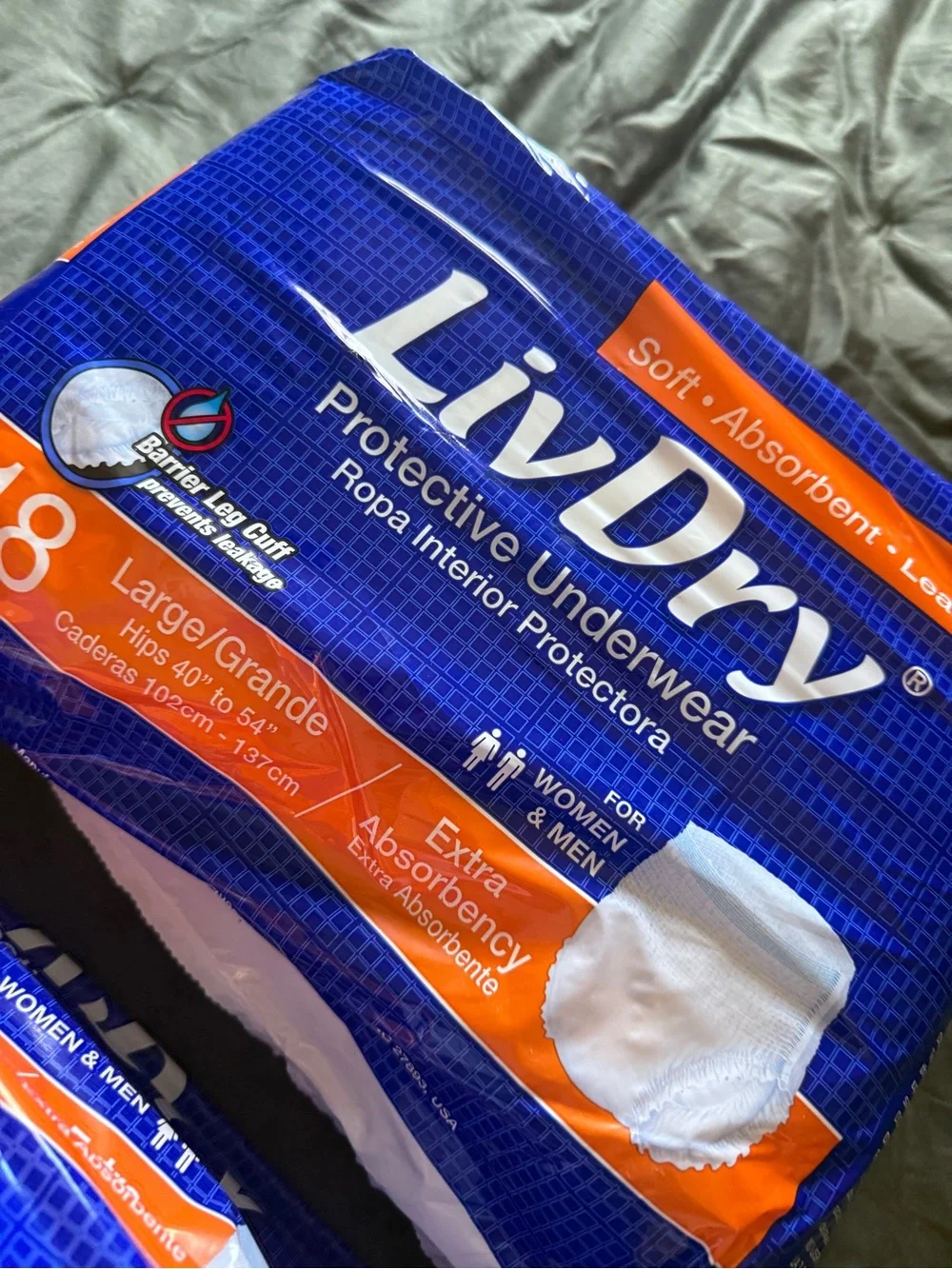 New Underwear - Large, Extra Absorbency - Blue/Orange Pack LivDry